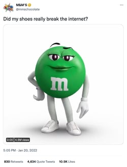 Screenshot of a tweet from M&M