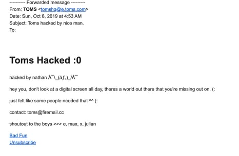 toms hacked