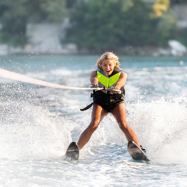 A woman water skiing
