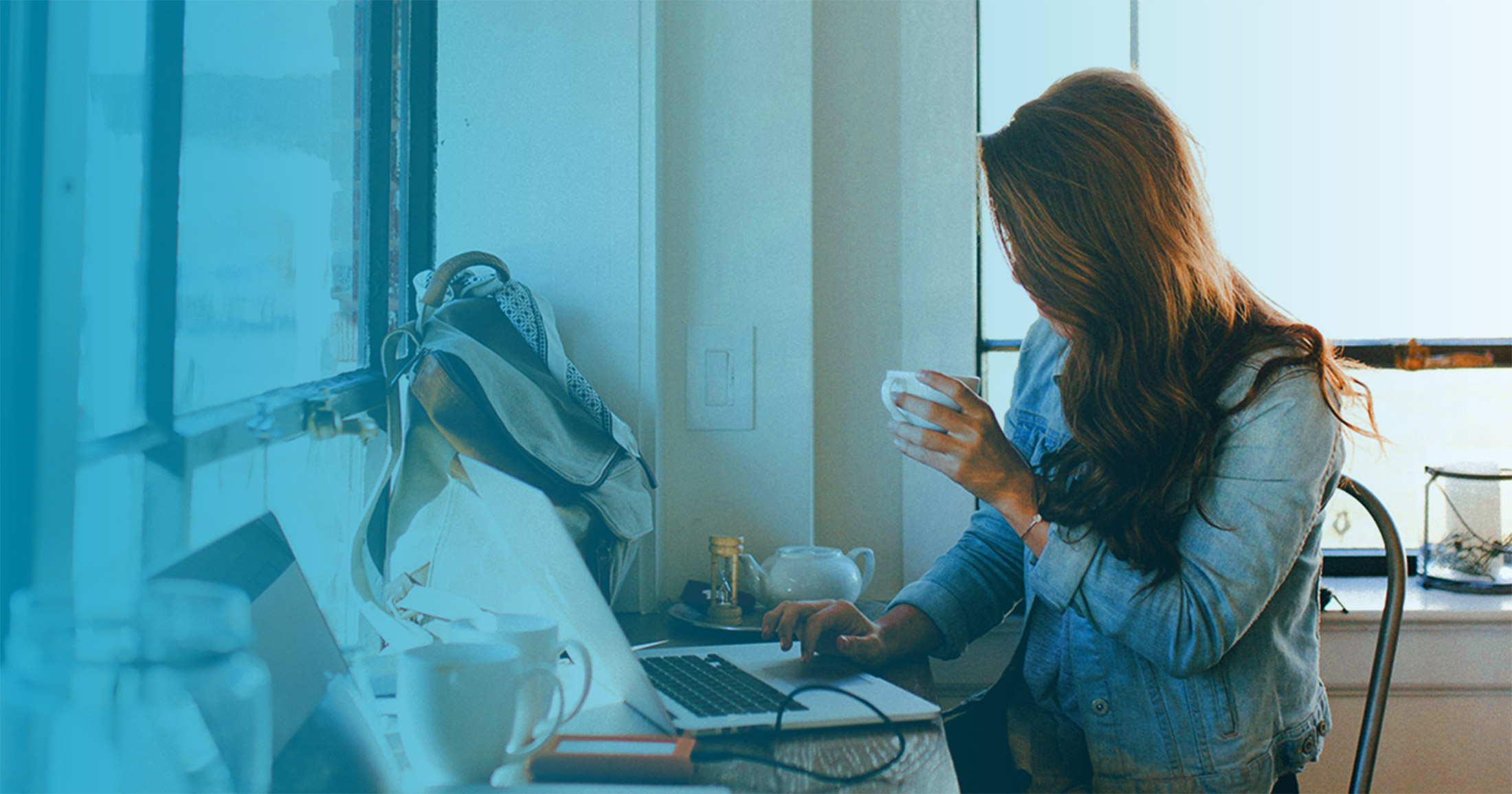 Young woman working in a small office