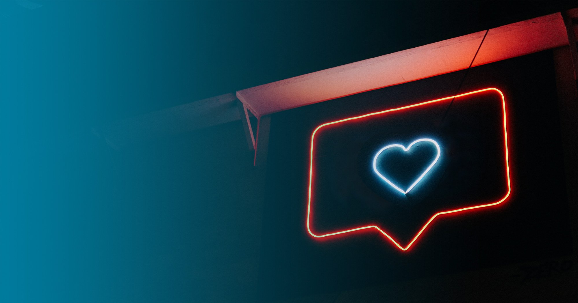 Social Media Engagement Instagram Heart in Neon