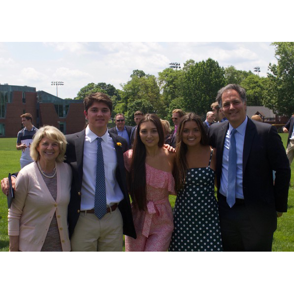 Sue with her husband and children