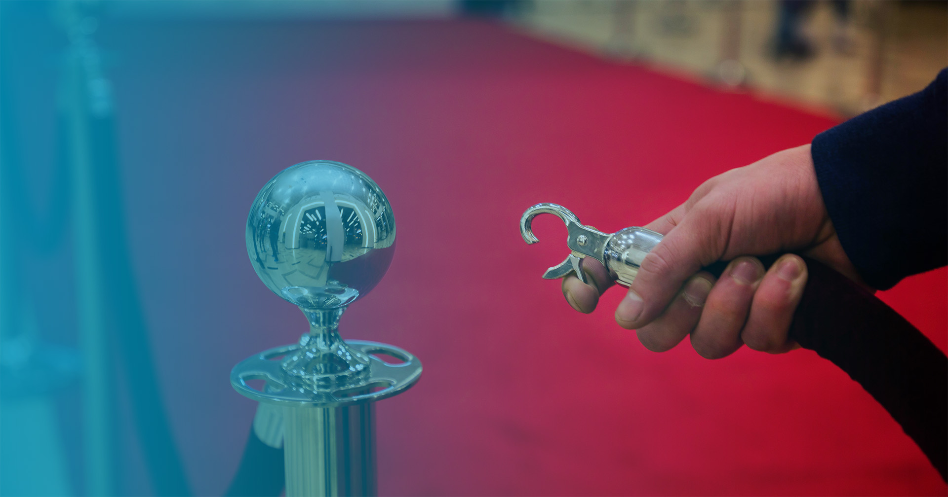 Rope closing off exclusive area at red carpet event